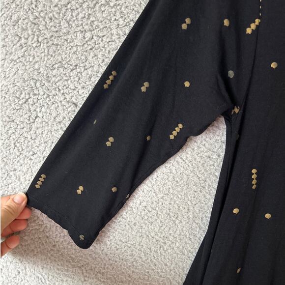 ANTHRO BEL KAZAN Full Zip A Line Dress Womens Small Black Gold Geometric Coverup - Picture 4 of 12